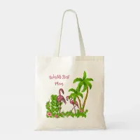 Tropical Flamingos and Flowers Tote Bag