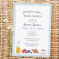 Elegant Blue Gingham Summer Brunch Bridal Shower  Invitation