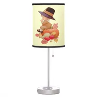 Vintage Pilgrim Boy Praying on Pumpkin Table Lamp