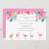 Tropical Pink Gold Flamingo Baby Shower Invitation