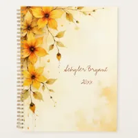 Yellow Floral Spiral-bound Spring Botanical Planner