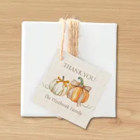 Custom Family Name Fall Pumpkin Autumn Thank You Favor Tags