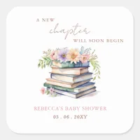 New Chapter Story book Gender Neutral Baby Shower Square Sticker