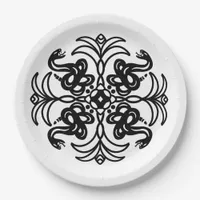 Black and White Tribal Snake Paper Plates