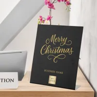 Christmas black gold business logo pedestal sign