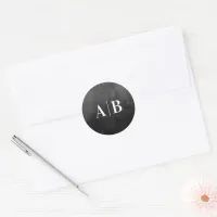 Black Watercolor Background Wedding Monogram Classic Round Sticker