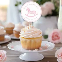 Pink Rocking Horse Girl Baby Shower Favor Sticker
