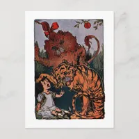 Dorothy with the Cowardly Lion and a Tiger Postcard