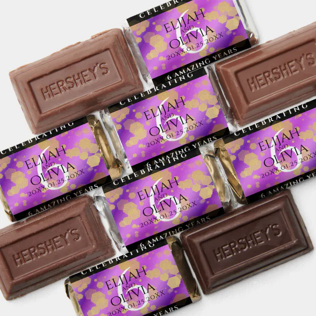 Elegant 6th Amethyst Wedding Anniversary Hershey's Miniatures