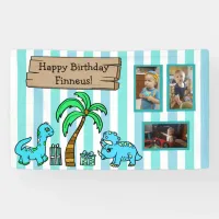 Cute Dinosaur and Photo Boy's Birthday Banner