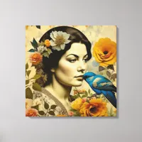 Beautiful Vintage Woman in Flowers Canvas Print