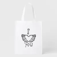 Skeleton Hands Making A Heart Subtle Expression Grocery Bag