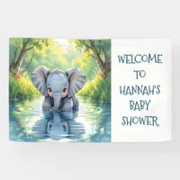 Baby Elephant Themed Personalized Birthday Party Banner