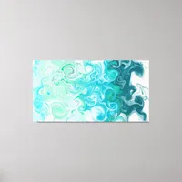 Blue and Green Waves Digital Fluid Art    Canvas Print