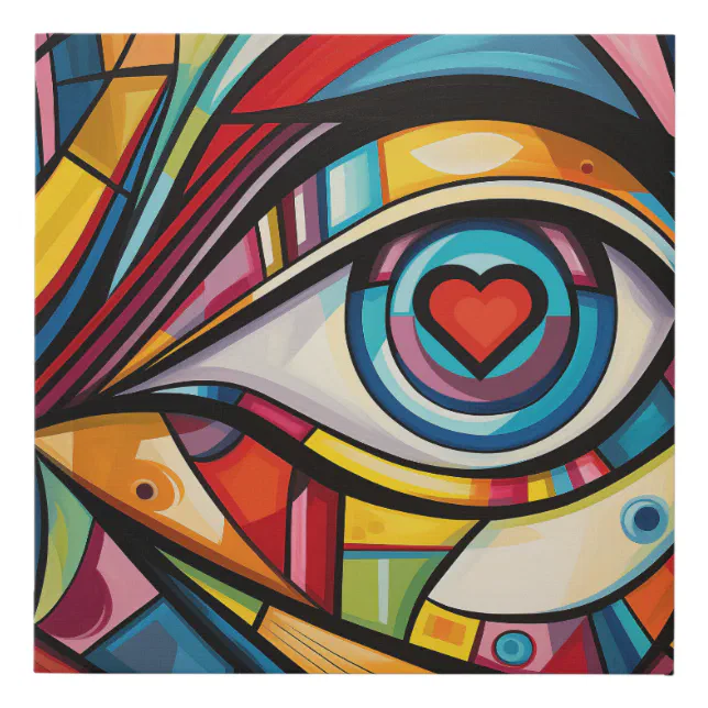 Valentine Heart Eye Abstract Art Faux Canvas Print