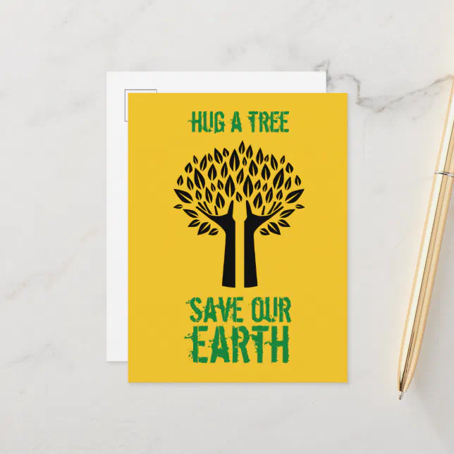 Hug a Tree Save Our Earth Postcard