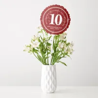 Elegant Red Marble 10 Years Work Anniversary Balloon