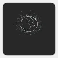 Whimsigoth Starry Night Moon Witchy Classic Square Sticker