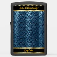 Blue-toned vibrant snake skin art zippo lighter