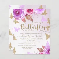 Budget Gold Butterflies Baby Shower Invitation