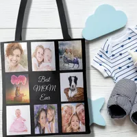 Photo collage mom mother black tote bag
