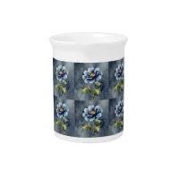 Blue flower watercolour pattern beverage pitcher