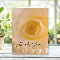 White Rose and Pearls Wedding Thank You Note