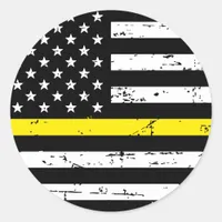 American Flag Thin Yellow Line Classic Round Sticker