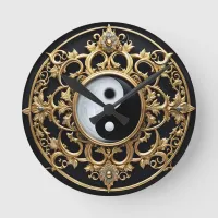 Black and White Yin Yang Symbol Round Clock