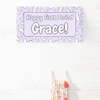 Happy First Period Name Purple Cute Tampon Pad Banner