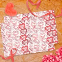 Red Love Hearts On White Valentine's Day Tissue Paper