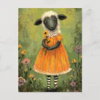 Sheep in an Orange Dress Postcard