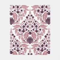 Art Nouveau Mauve & Purple-Vintage Floral Scallop  Fleece Blanket
