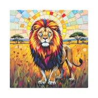 Vibrant Colorful Lion Mosaic   Metal Print