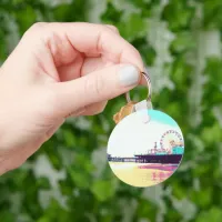 Prismatic Dots Santa Monica Pier Los Angeles Keychain