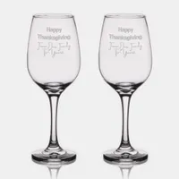 Happy Thanksgiving from our Family to Yours etched Wine Glass