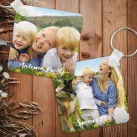 Custom Double Sided Two Photo Family Pets Kids Keychain