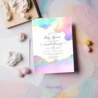 Rainbow Agate Stone Baby Shower Invitation