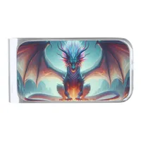 Magical Dragon Reflection Ai Art Silver Finish Money Clip