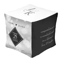 Elegant 25th Silver Wedding Anniversary Pouf