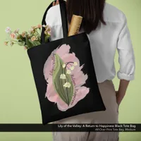 Lily of the Valley Happiness Watercolor Style Tote Bag