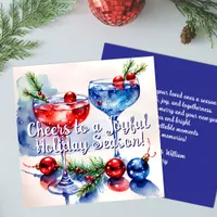 Festive Holiday Cocktail Greetings Flat Card