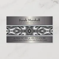 Tribal Black+White & Metallic w/ Logo Business Car Business Card