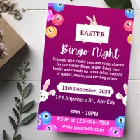 Purple-White Modern Easter Bingo Night Invitation