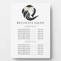 Elegant Black and Gold Salon Price List Plaque