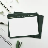 Elegant Emerald Green Gold Detail Professional Note Card