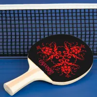 Romantic, Elegant Vintage Red Damask Ping Pong Paddle