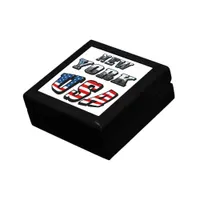 New York Picture and USA Flag Text Keepsake Box