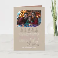 Cozy Neutrals Hand Drawn Merry Christmas Photo Holiday Card
