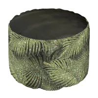 Sparkling Palm Leaves Pattern Green ID831 Pouf